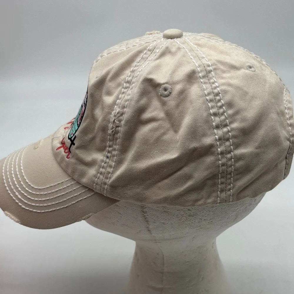 Kbethos Vintage Happy Camper Embroidered Off white Cap Adjustable HT8786